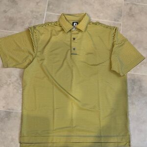 FootJoy Yellow and Navy Striped Men's Polo Shirt XL